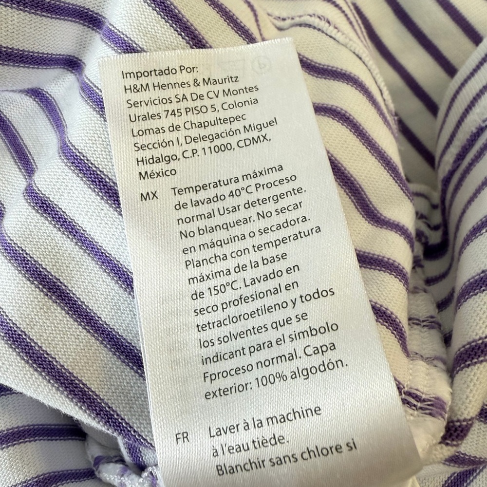 Cos Clean Cut Regular Striped T-Shirt In White Purple - Picture 7 of 7